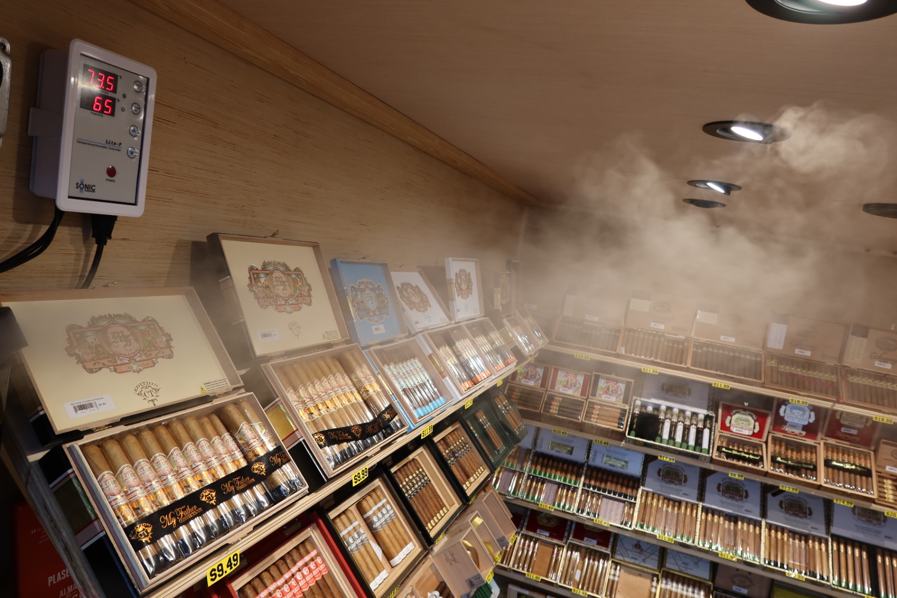 Inside the walk-in humidor